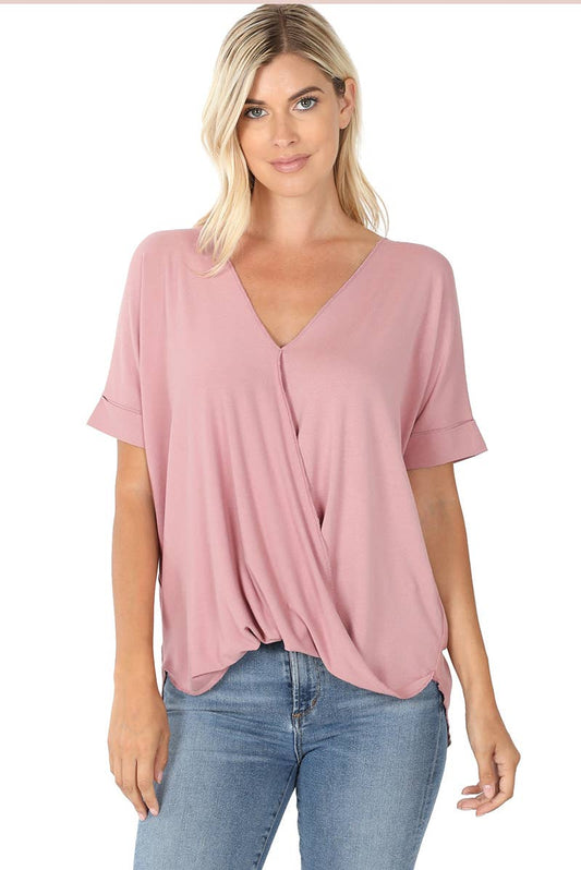 Crepe Layered Draped Front Top