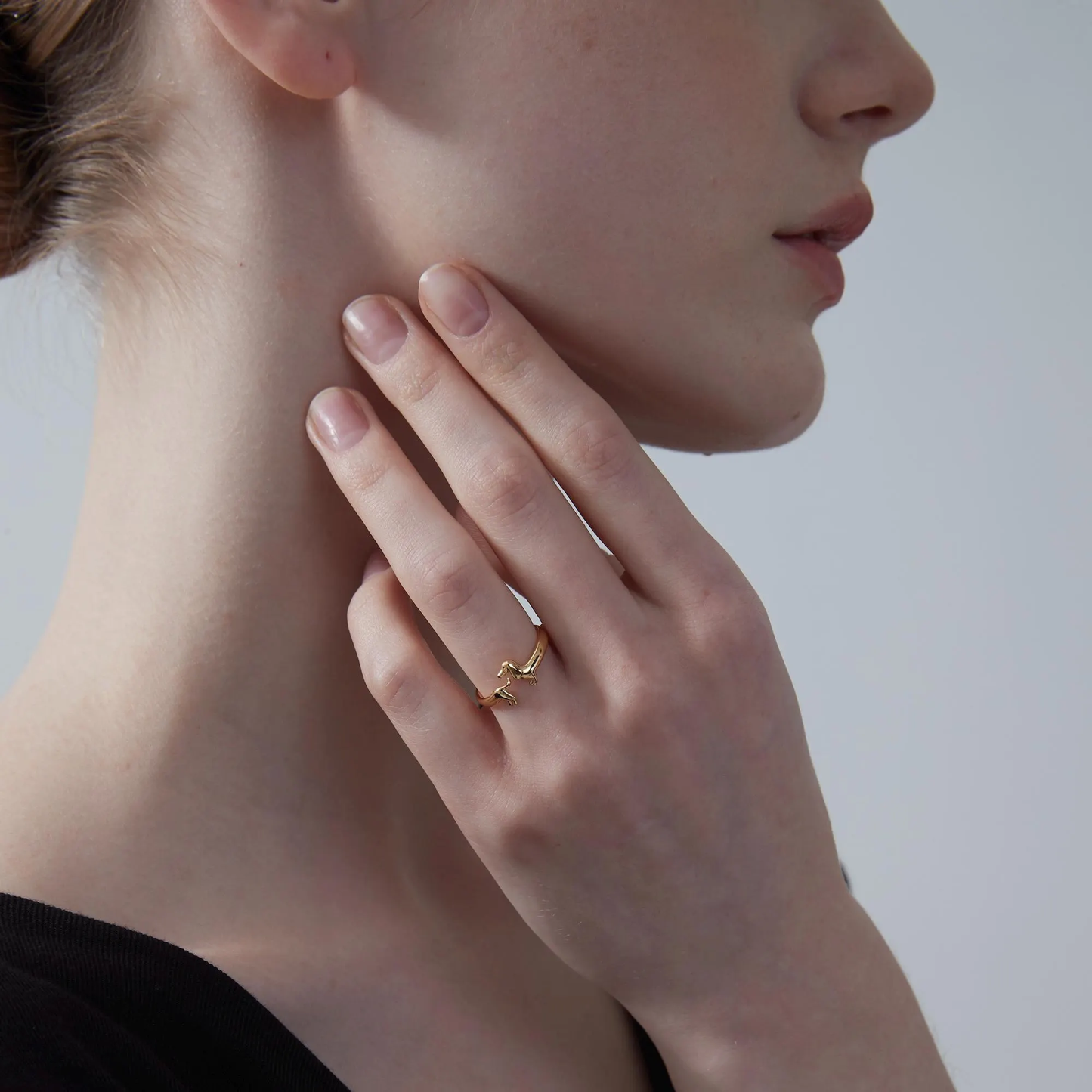 Dachshund Dog Stacking Band Ring in 925 Sterling Silver