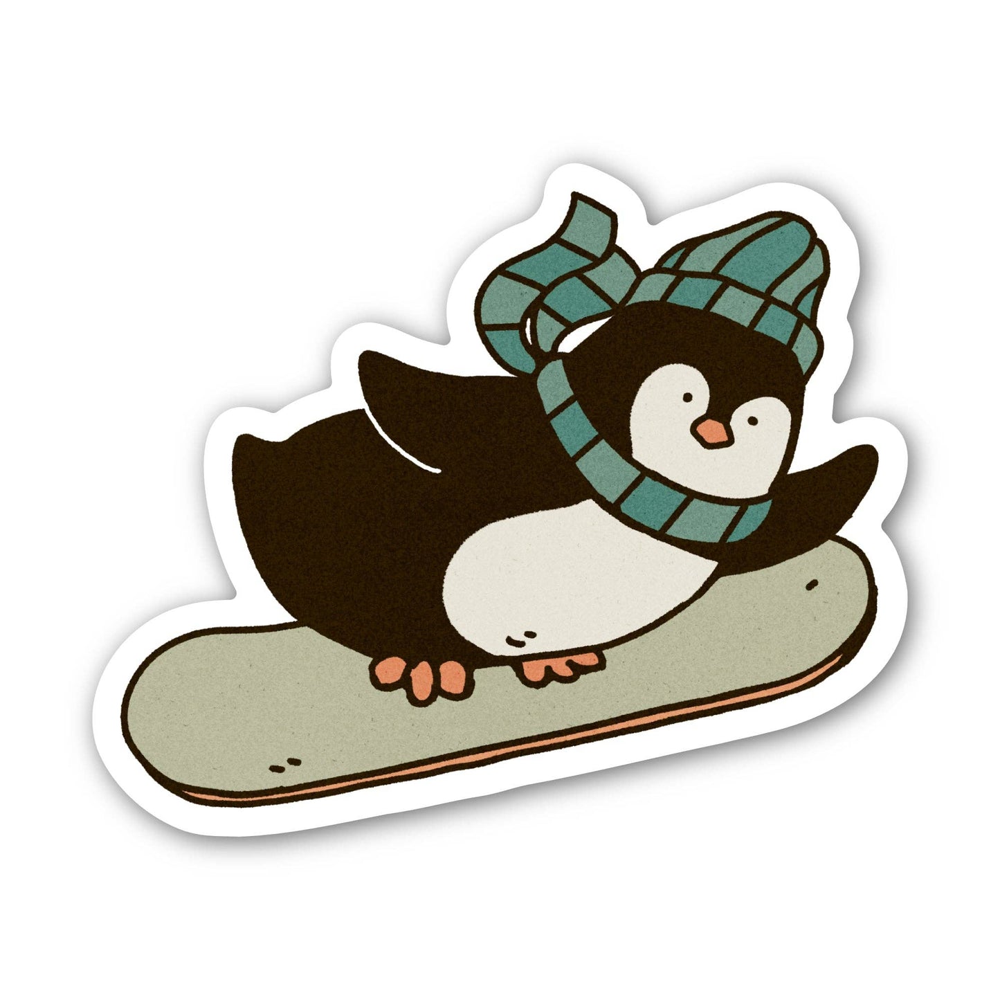 Penguin Snowboarding Sticker - Threads Boutique