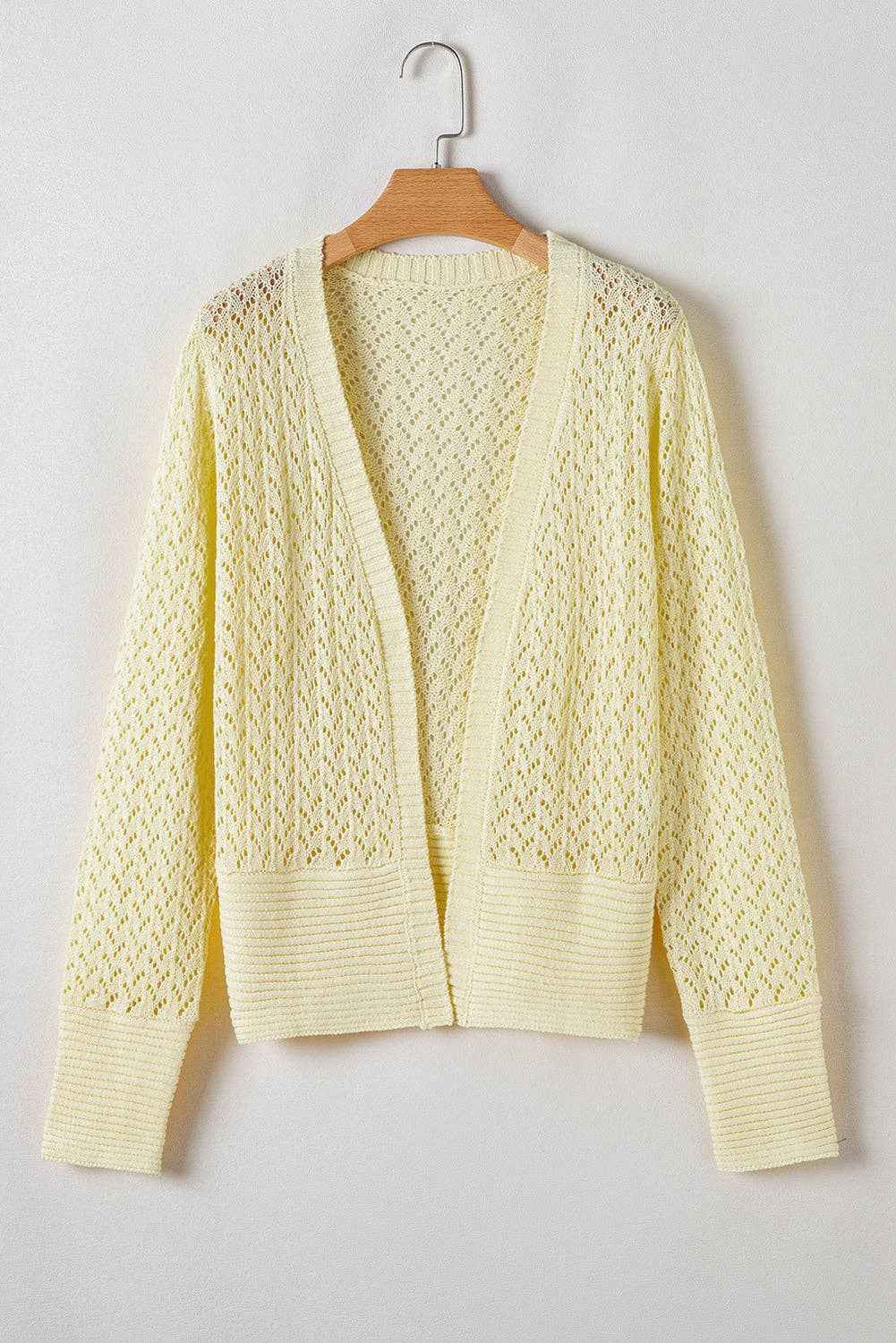 Pointelle Knit Open Front Cardigan