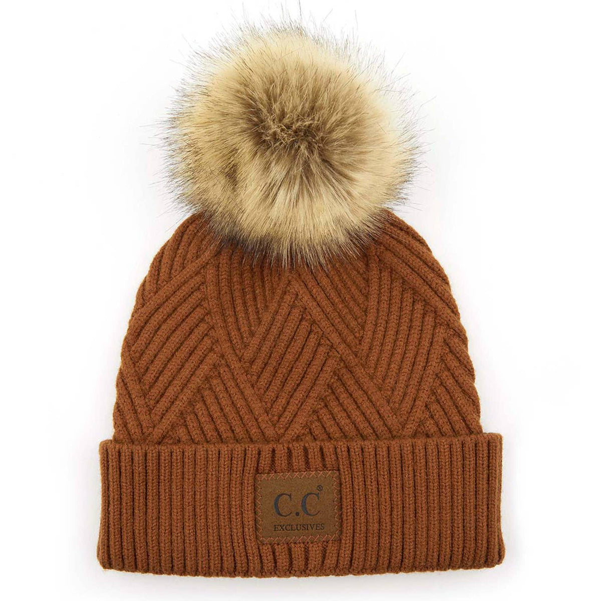 CC Criss-Cross Suede Patch Beanie
