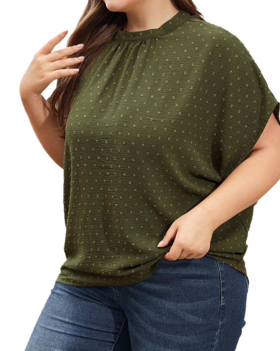 Swiss Dot Mock Neck Top Plus Size