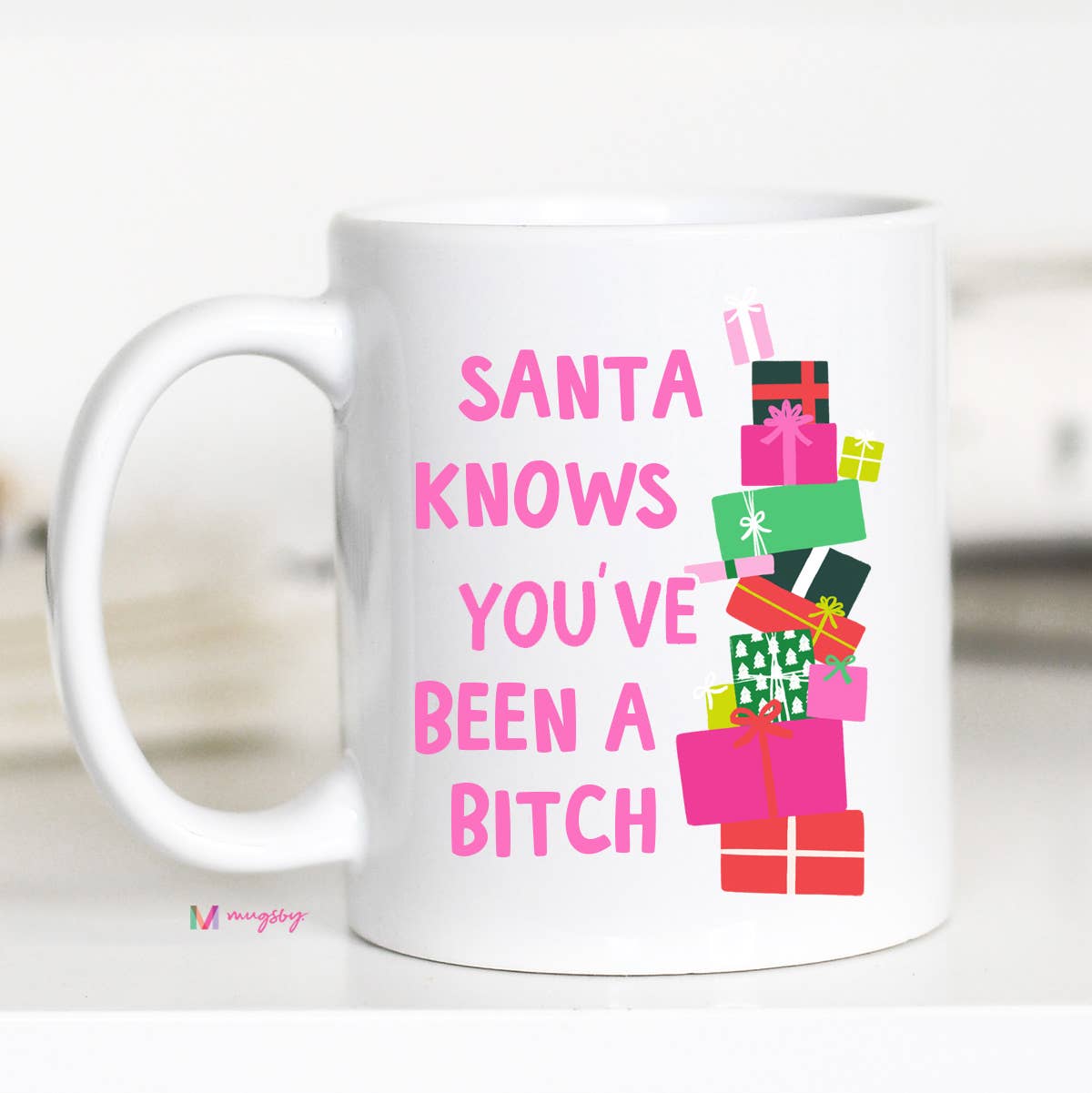 Santa Knows Funny Christmas Mug - Threads Boutique