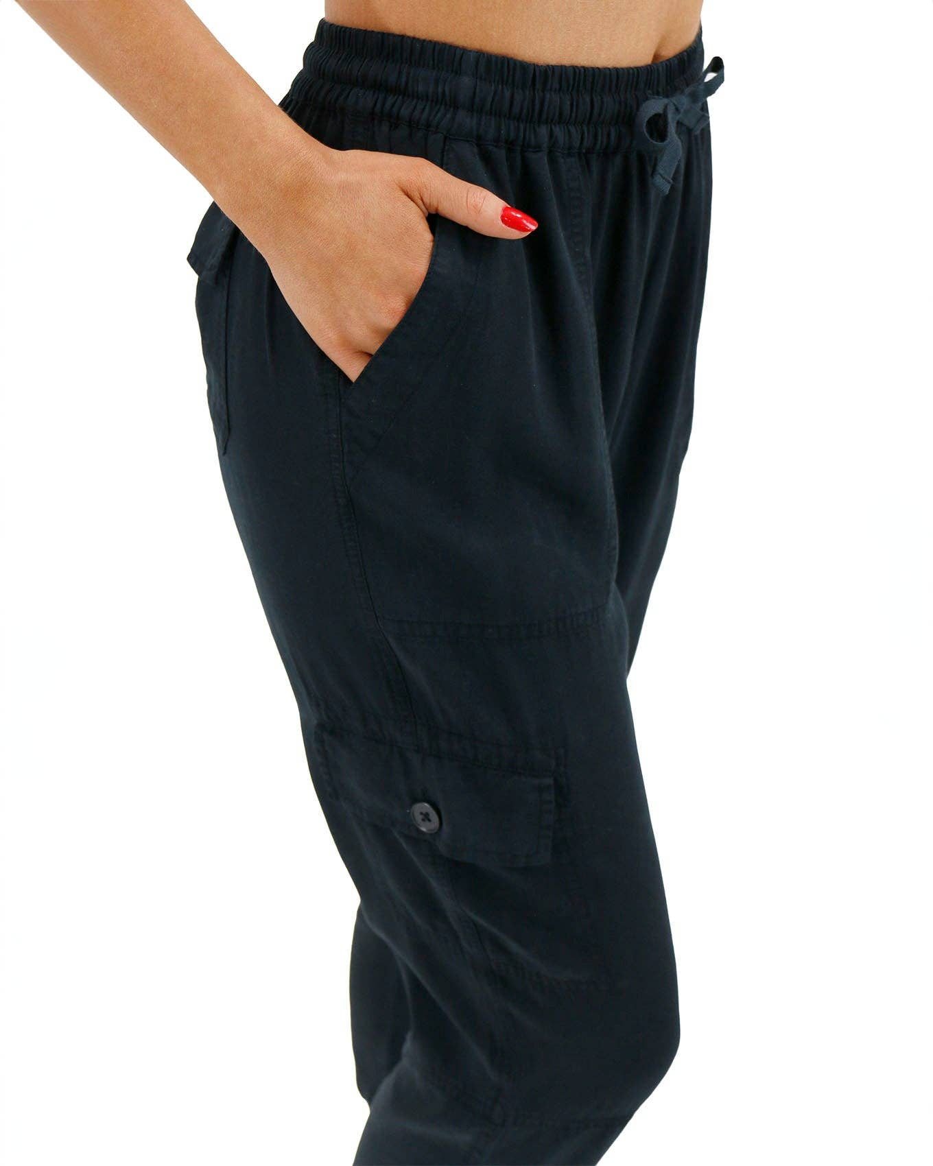 Cropped Cargo Pants in Black