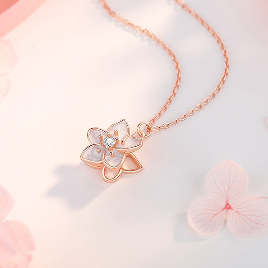 Jasmine Flower Fidget Spinner Necklace in Sterling Silver