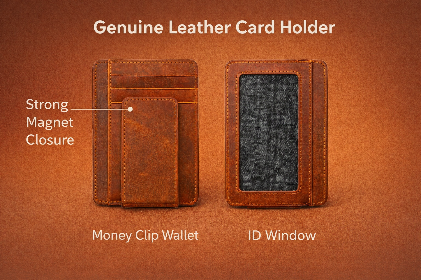 Leather Card Holder with Money Clip
