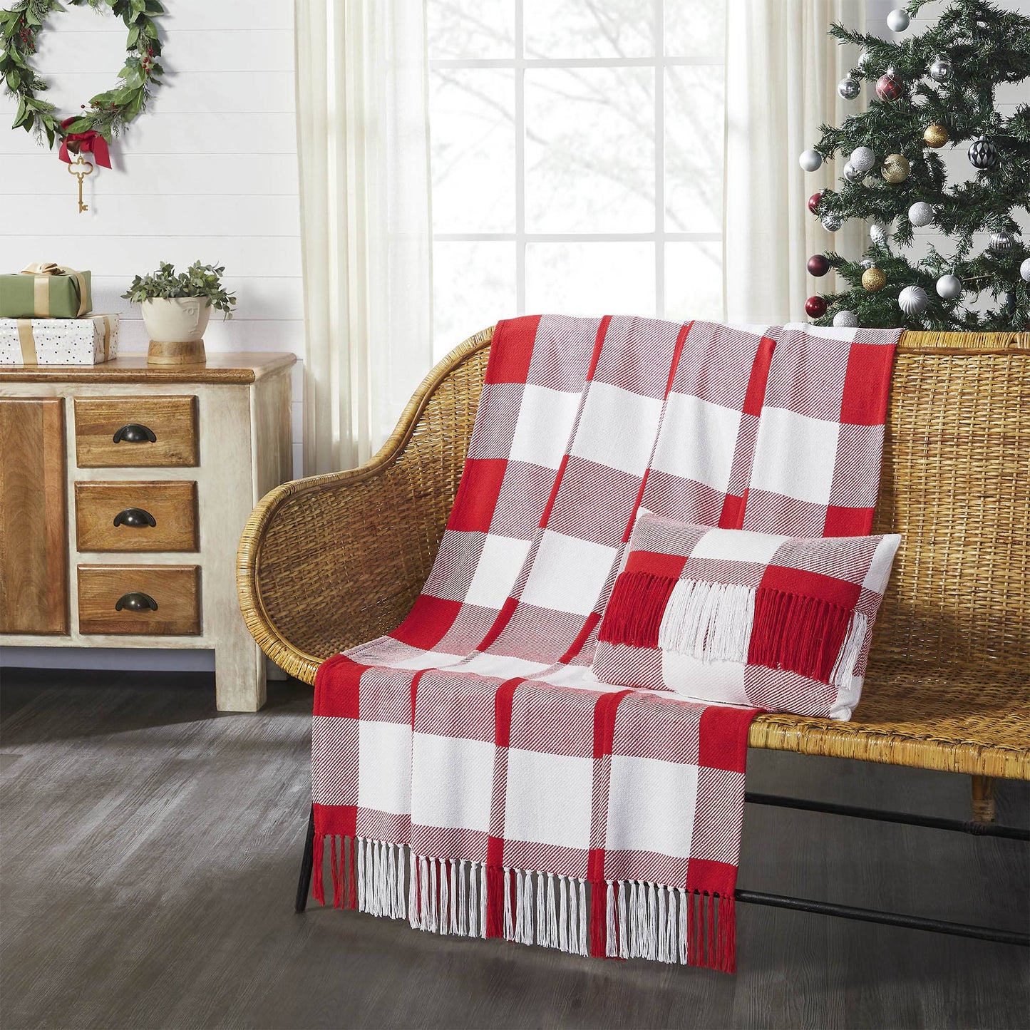 Annie Red Buffalo Check Woven Throw Blanket 50x60