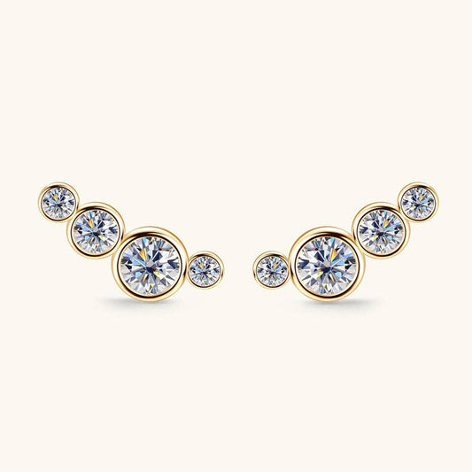 Moissanite Crawler Stud Earrings