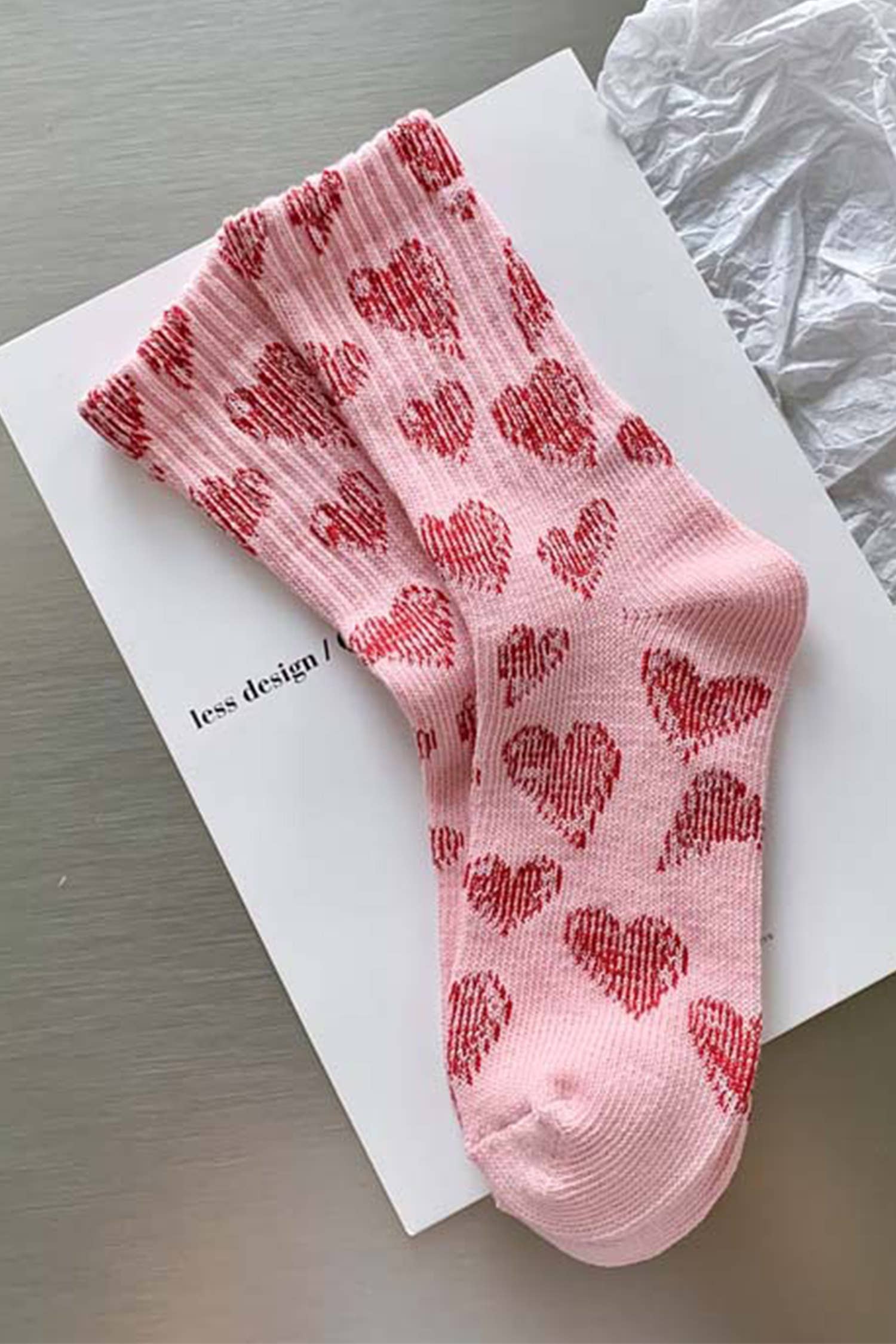 Vintage Heart Pattern Combed Cotton Socks - Threads Boutique