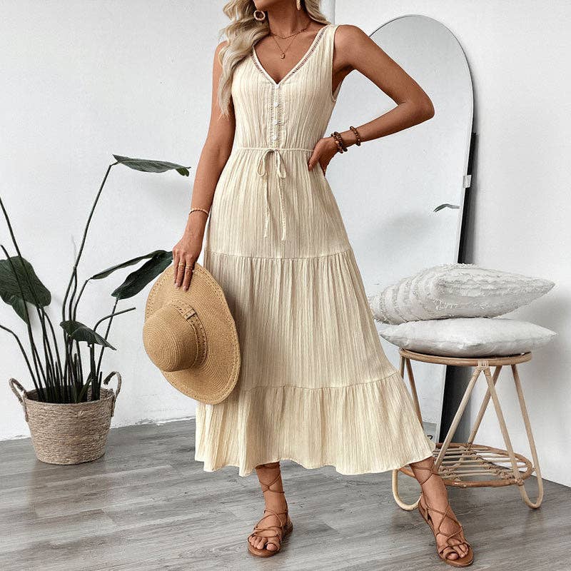 Textured Sleeveless Midi Dress