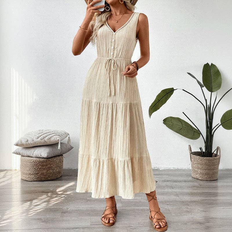 Textured Sleeveless Midi Dress