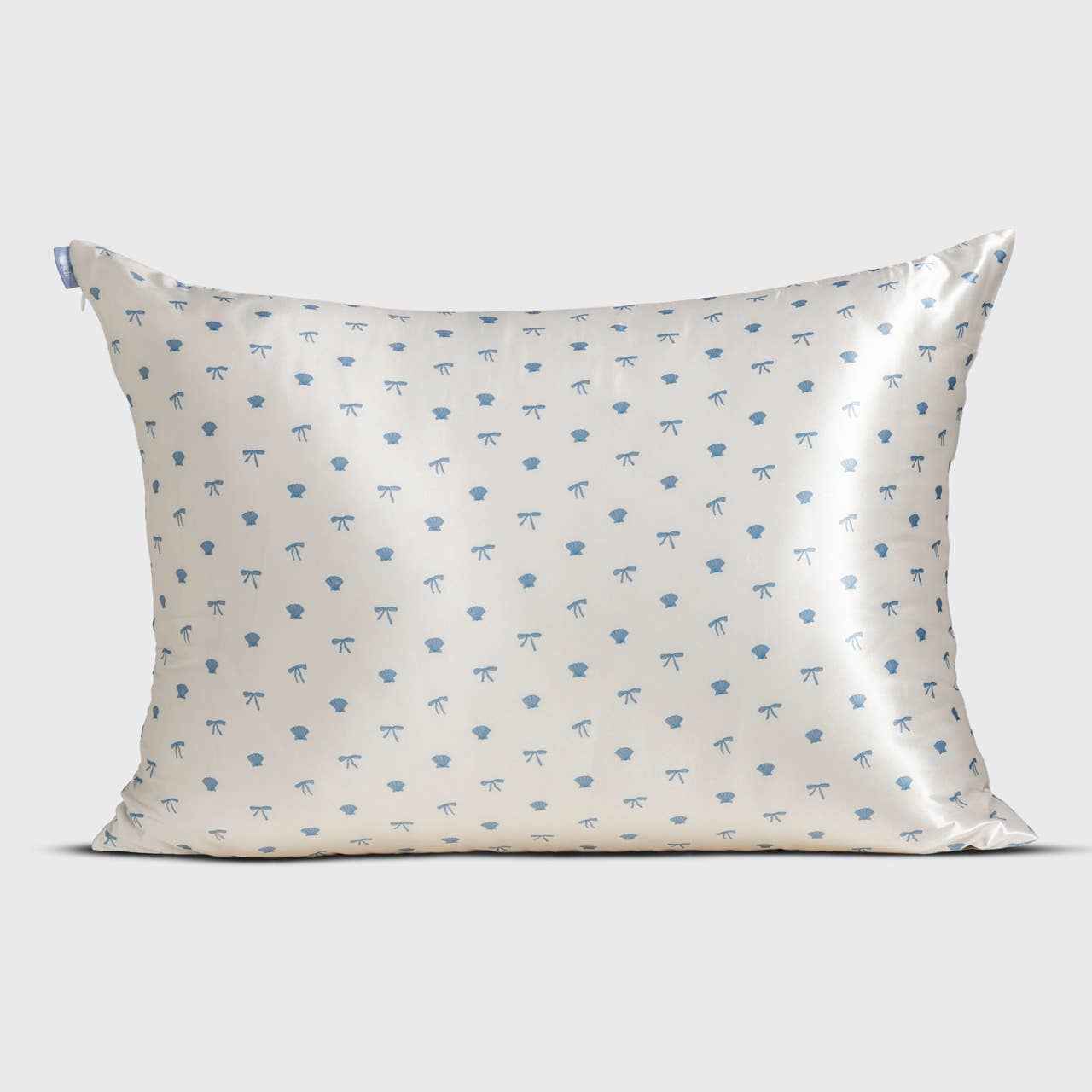 Pearlized Cream & Coastal Blue Print Satin Pillowcase