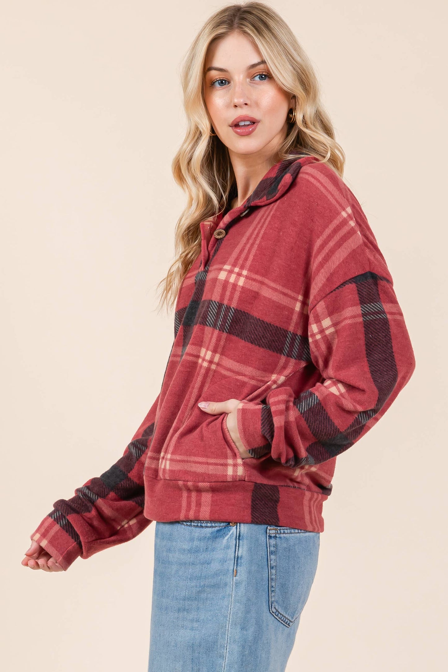 Plaid V-Neck Top