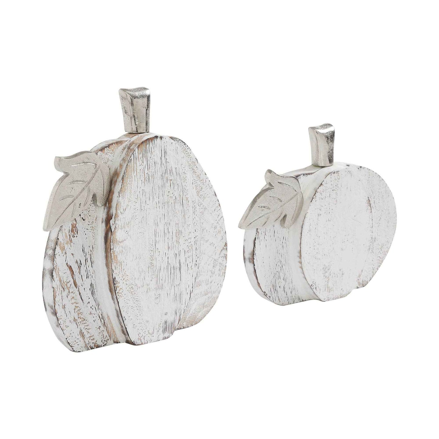 Whitewashed Wood Pumpkin Set | Rustic Fall Home Decor