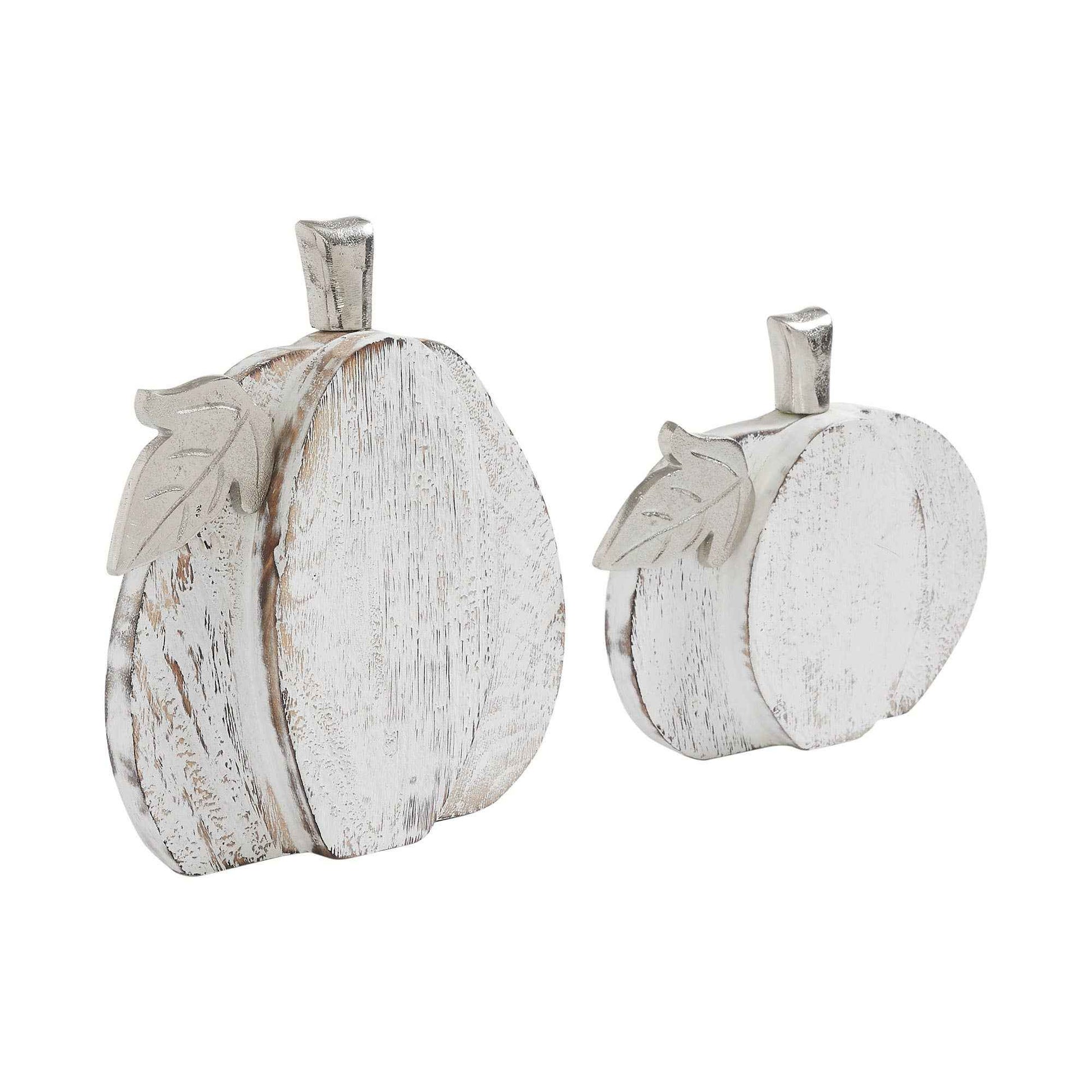 Whitewashed Wood Pumpkin Set | Rustic Fall Home Decor
