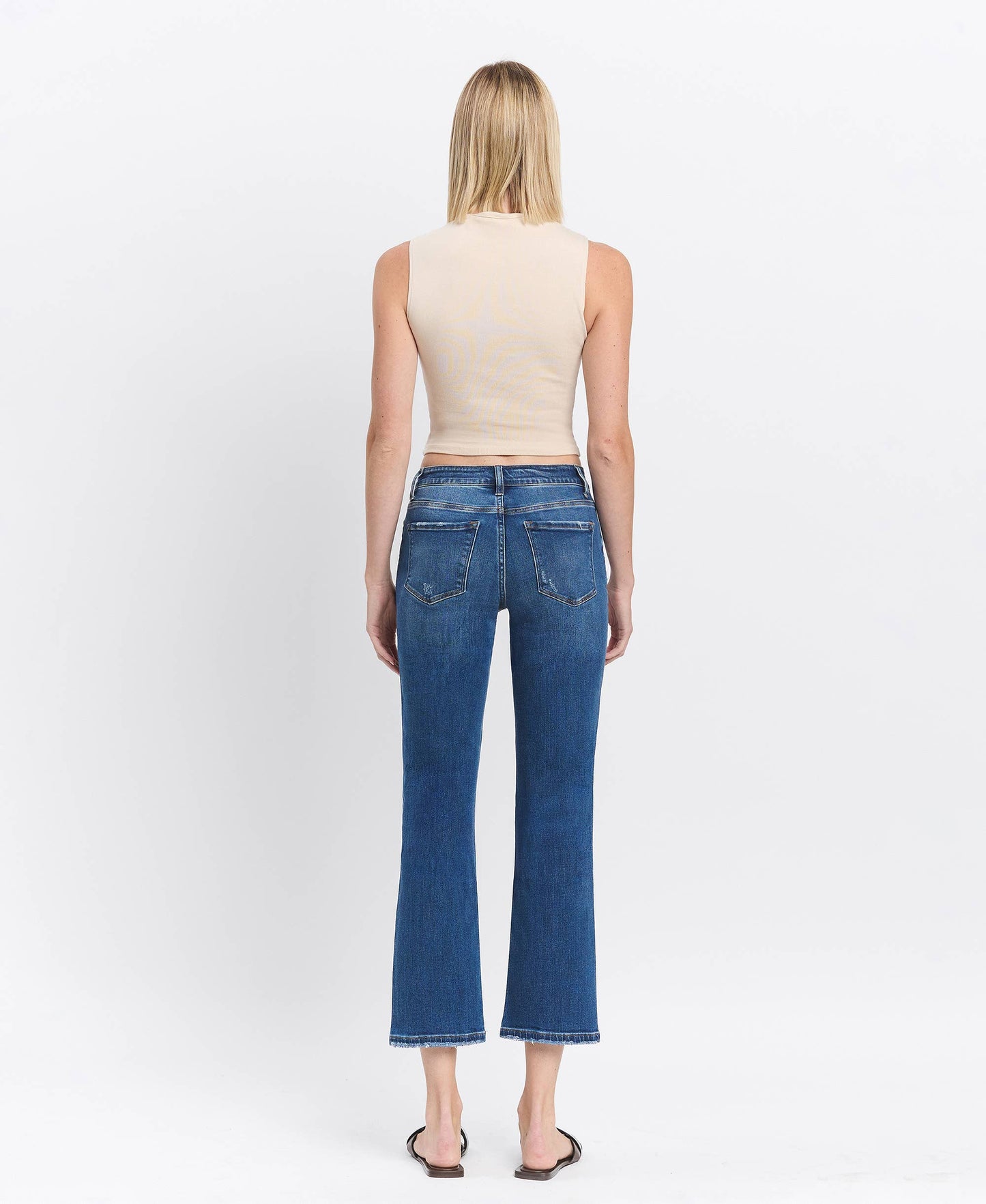 High Rise Ankle Straight Jeans