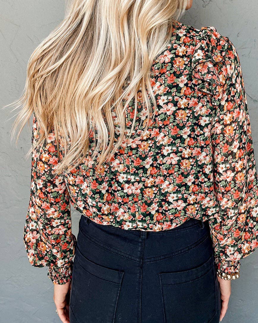 Floral Smocked Long Sleeve Blouse