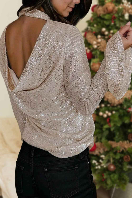 Festival Sequin Mock Neck