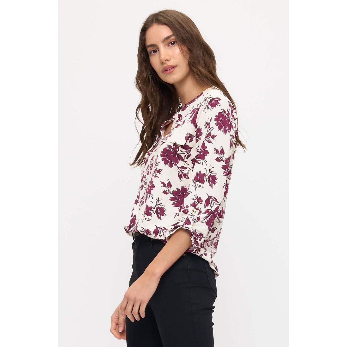 Sloan Floral Split Neck - Threads Boutique