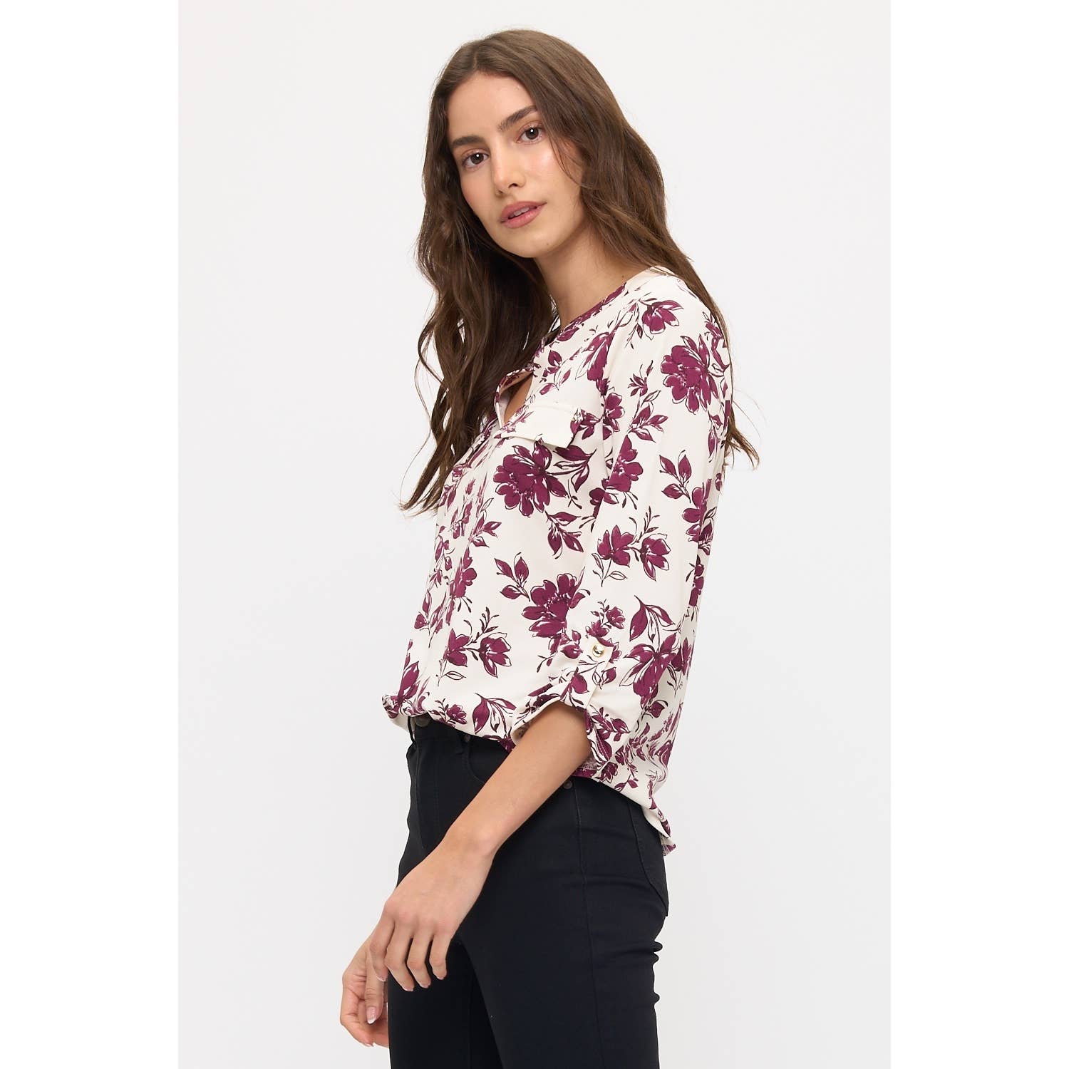Sloan Floral Split Neck - Threads Boutique
