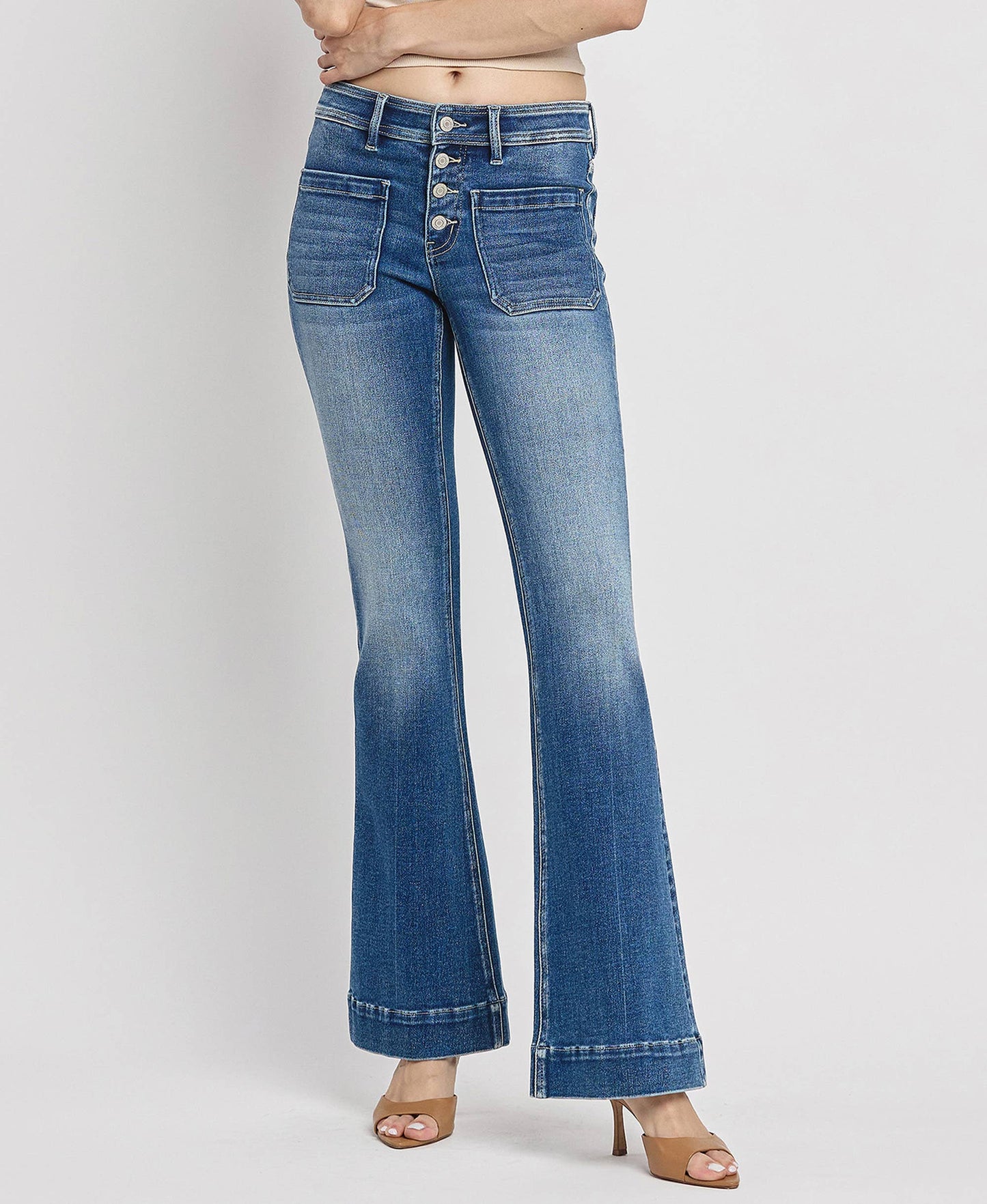 Vervet Mid Rise Trouser Hem Flare Jean