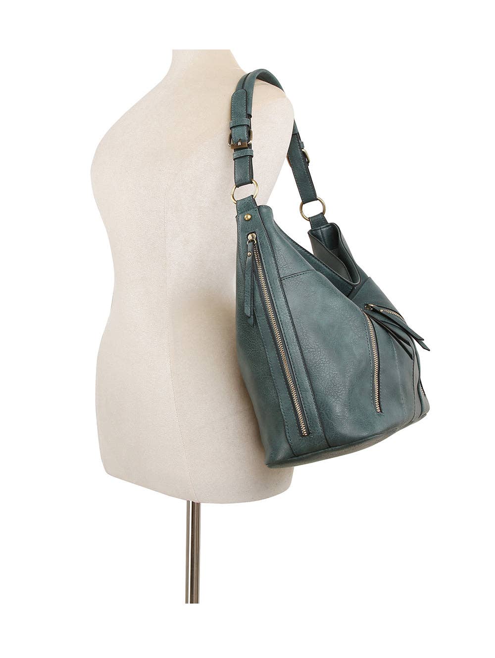 Front Zipper Hobo Shoulder Bag