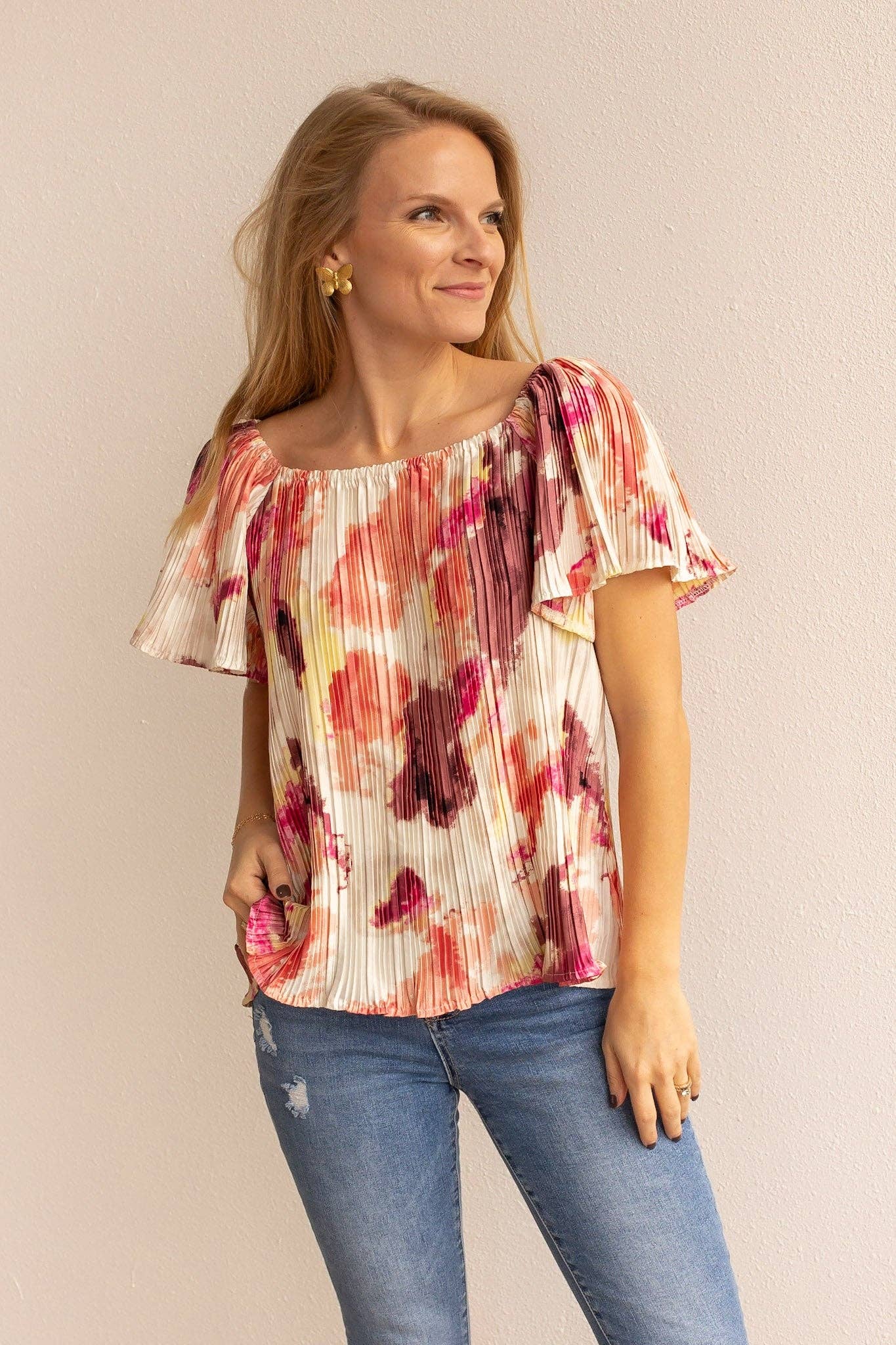 Serenity Sunset Off-the-Shoulder Blouse