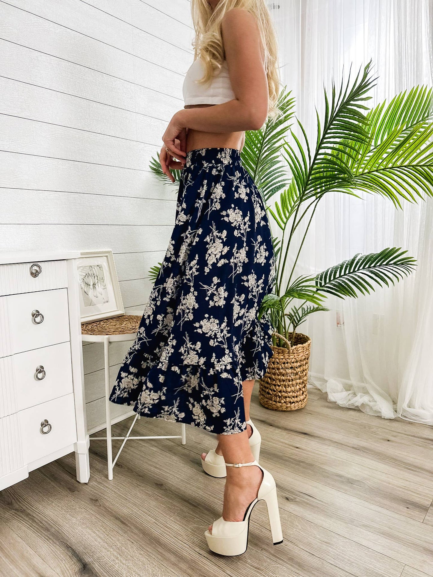 Floral Print Midi Skirt