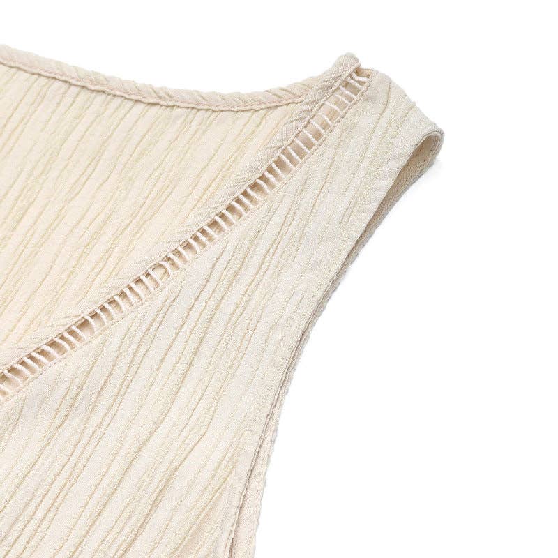 Textured Sleeveless Midi Dress