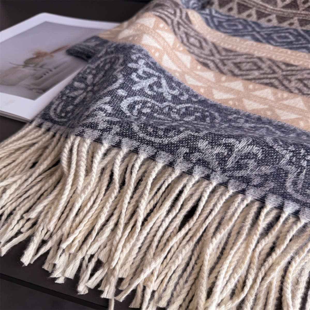 Classic Cashmere Feel Soft Warm Tassel Scarf
