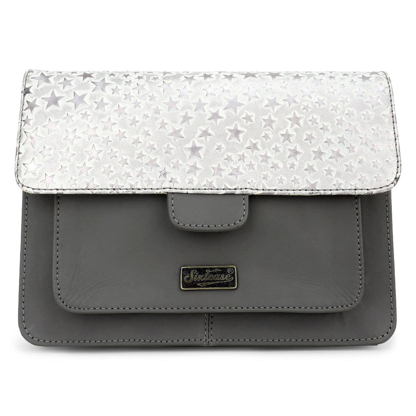 Leather Women's Crossbody - Dark Gray Stars