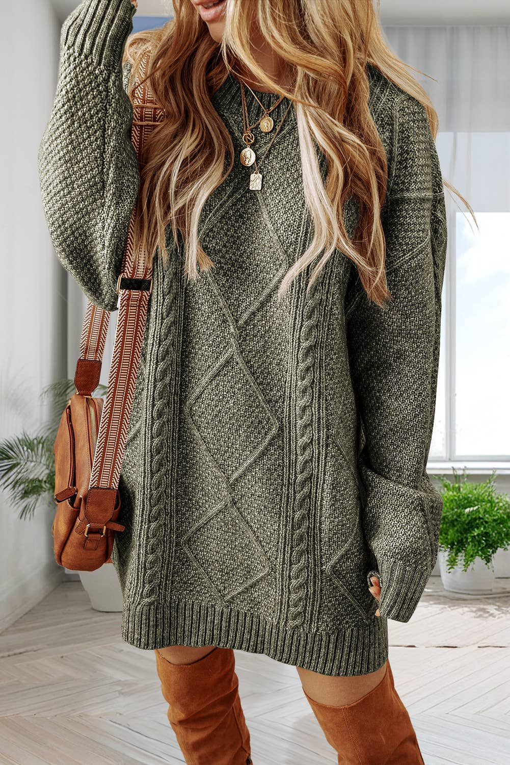 Cable Knit Sweater Dress