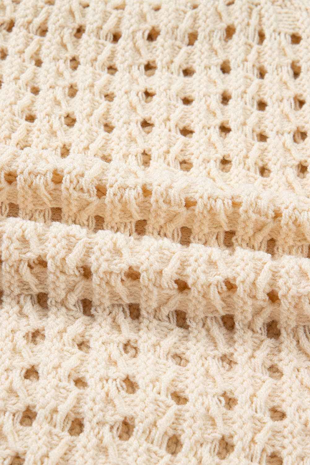 Hollowed Knit Zip Up Sweater Cardigan