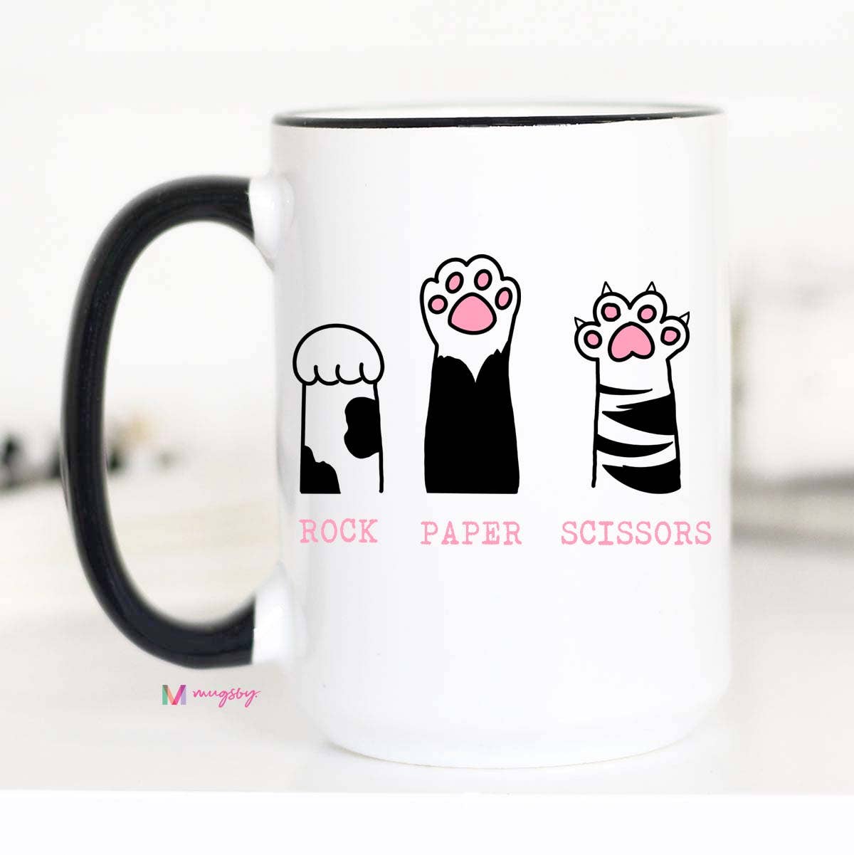 Rock Paper Scissors Funny Cat Mug - Threads Boutique