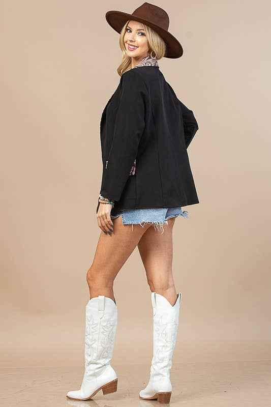 Tory Western Tooled Leather Print Blazer