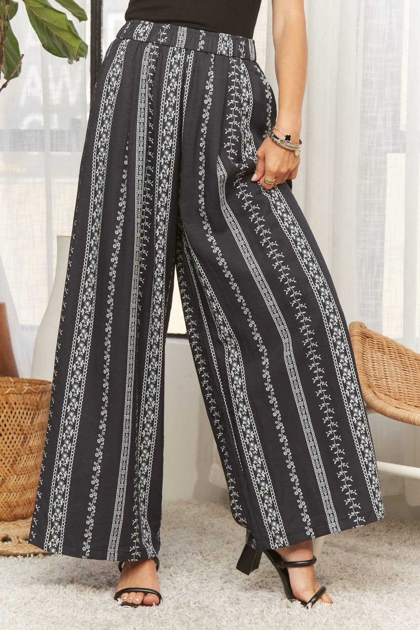 Wide Leg Patterned Pants