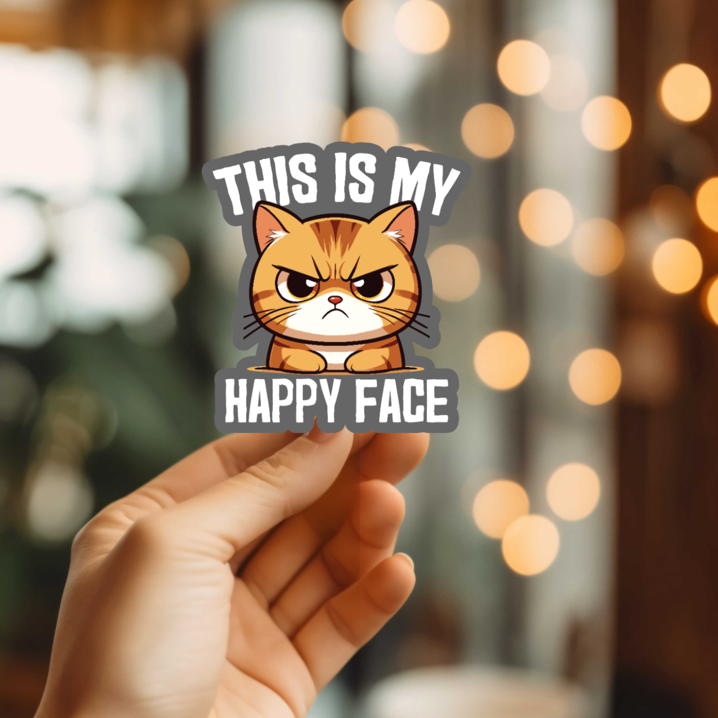 Funny This Is My Happy Face Vinyl Sticker
