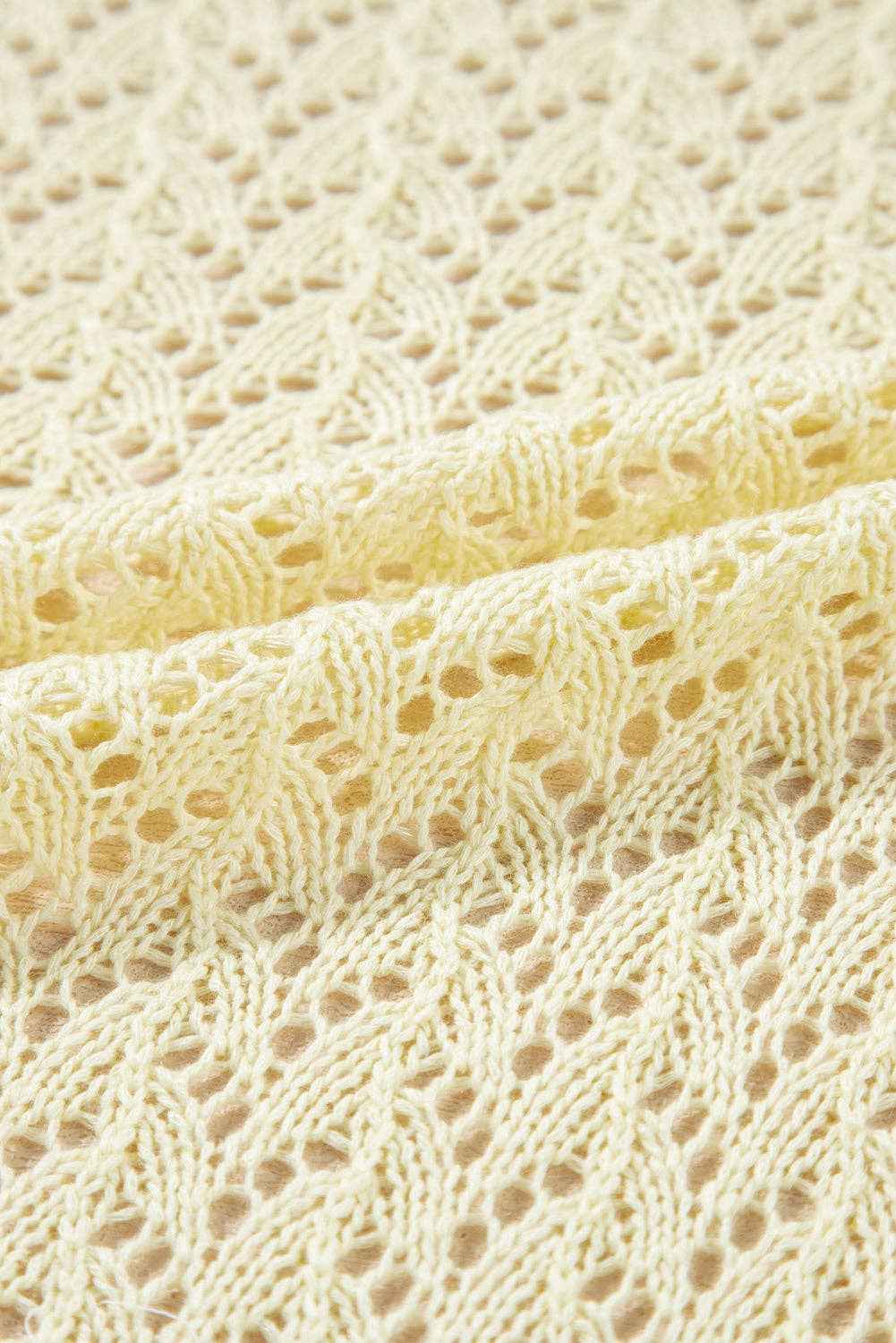 Pointelle Knit Open Front Cardigan