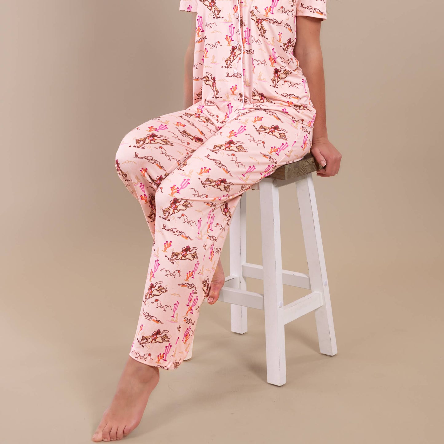 Retro Pink Western PJ Bottoms