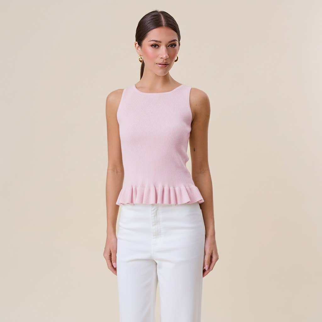 Ruffle rib-knit top