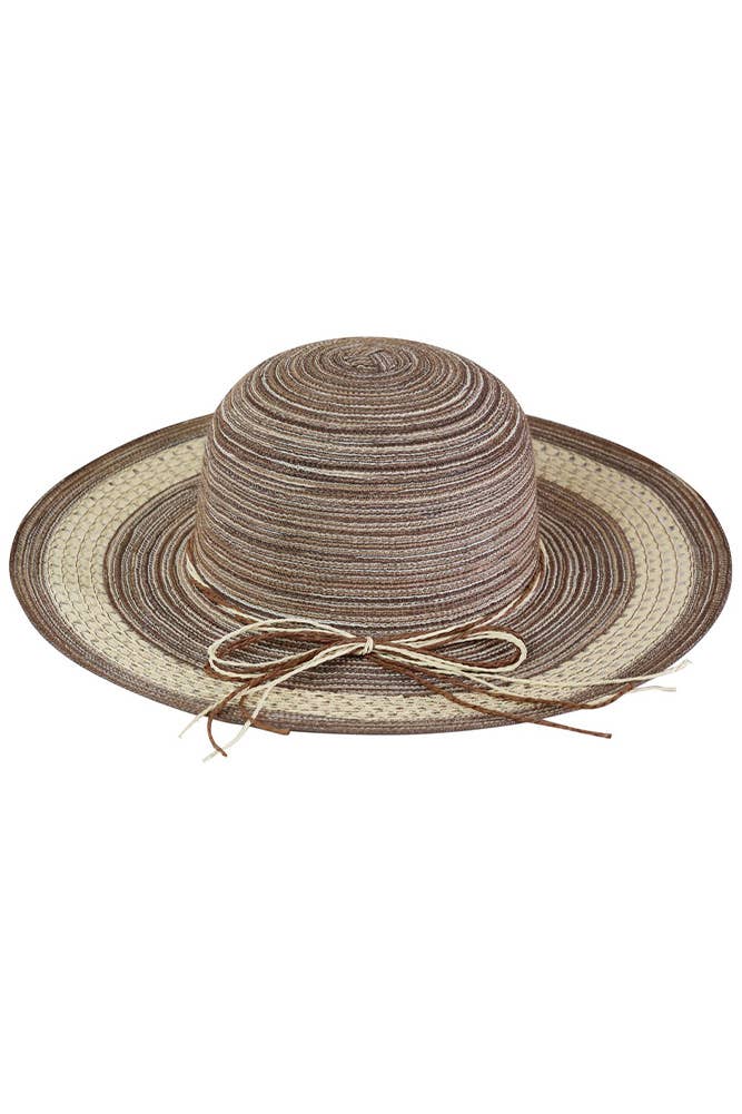 Mixed Color Straw Two Tone String Sun Hat