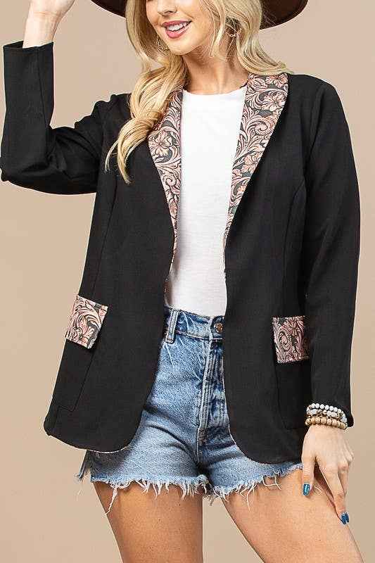 Tory Western Tooled Leather Print Blazer