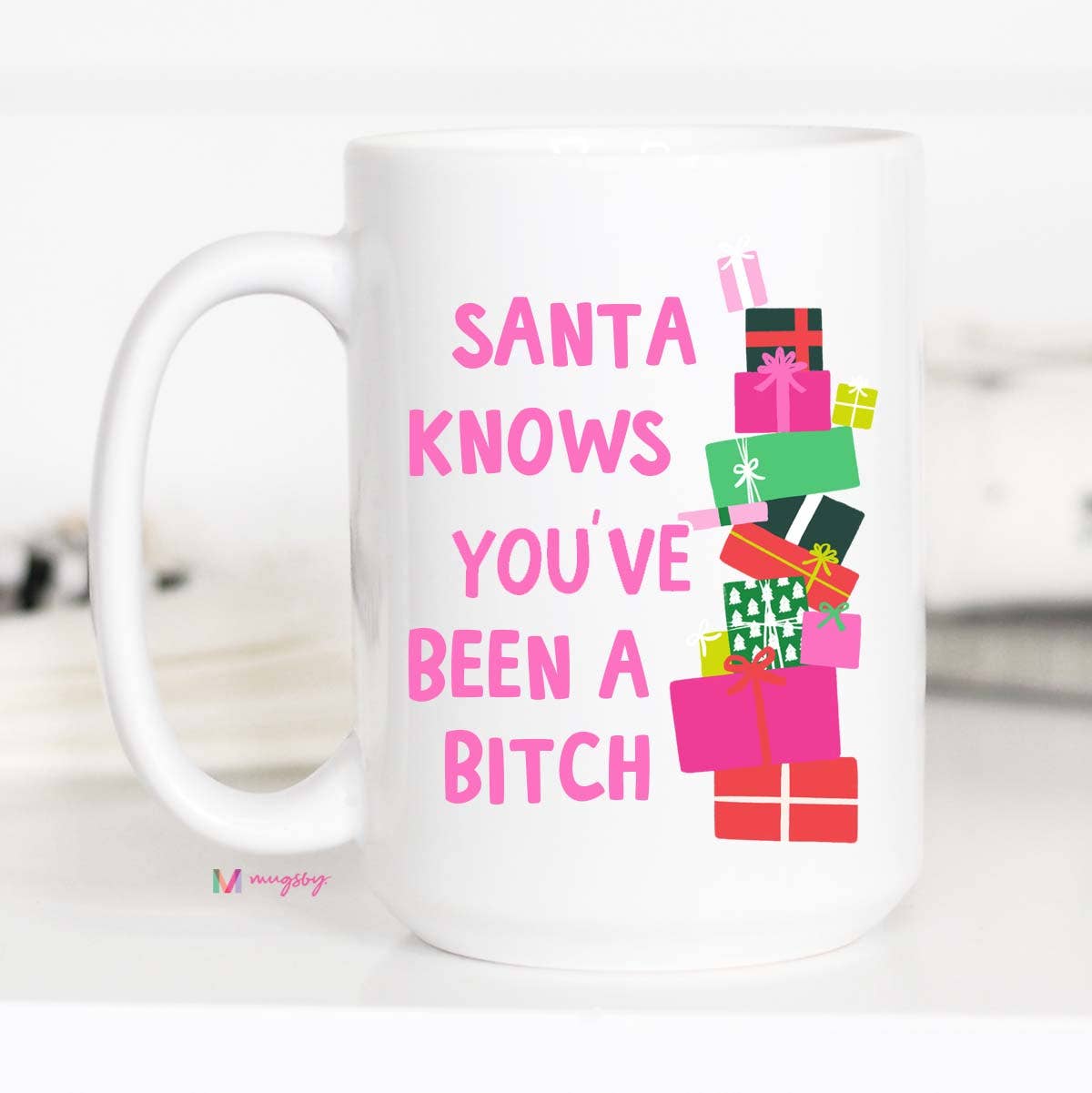 Santa Knows Funny Christmas Mug - Threads Boutique
