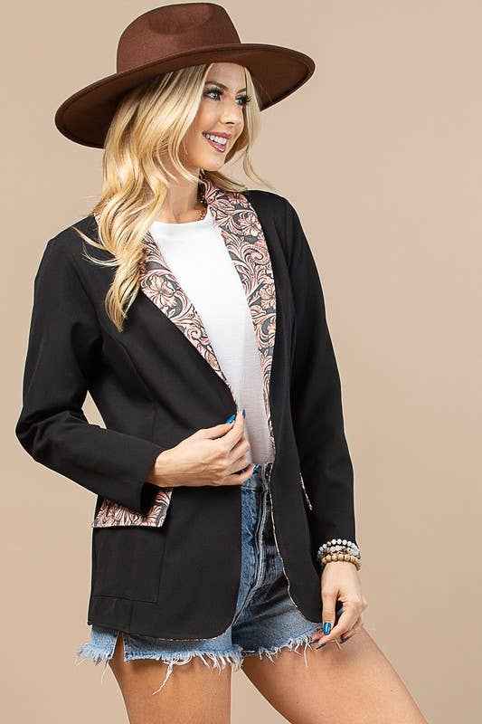 Tory Western Tooled Leather Print Blazer