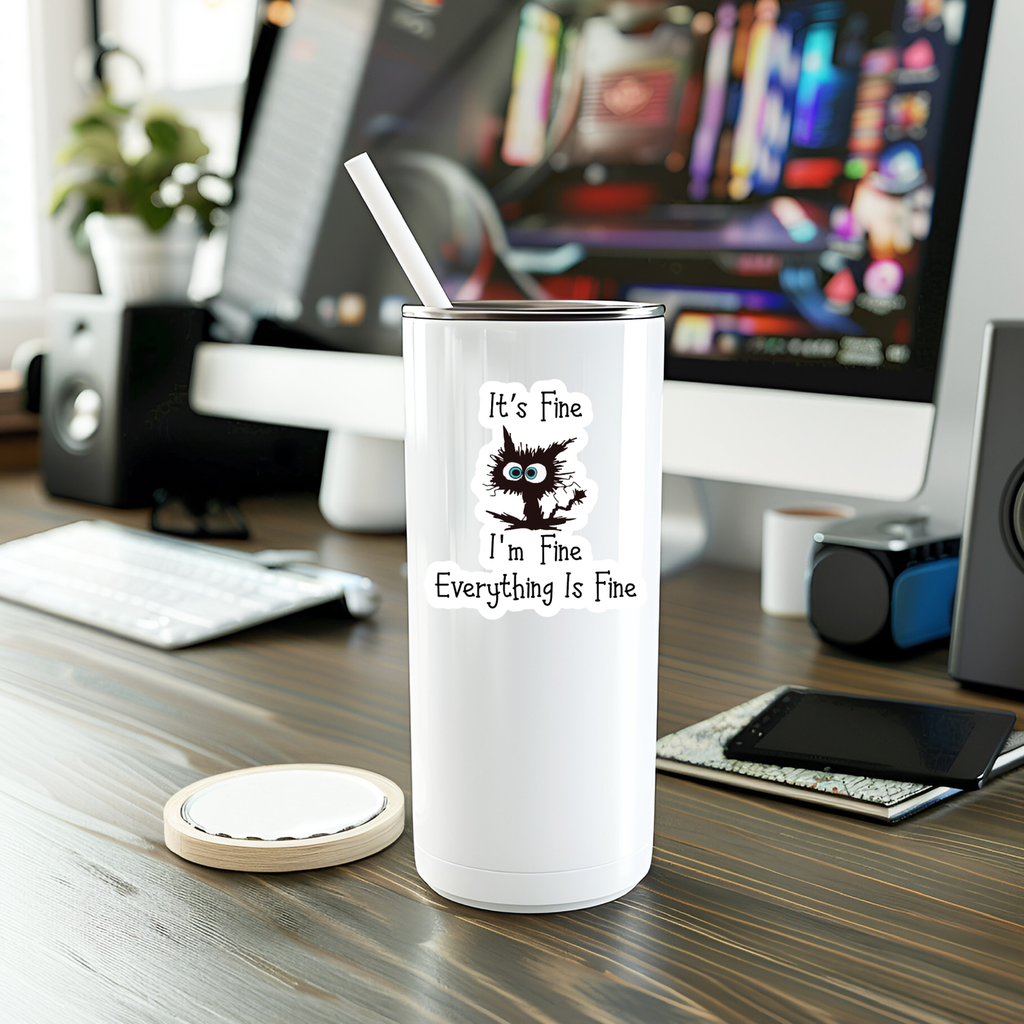 Everything Is Fine Cat Sticker