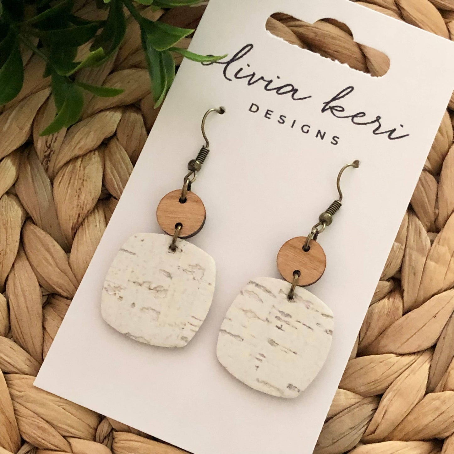 Nora - White Birch Leather Earrings