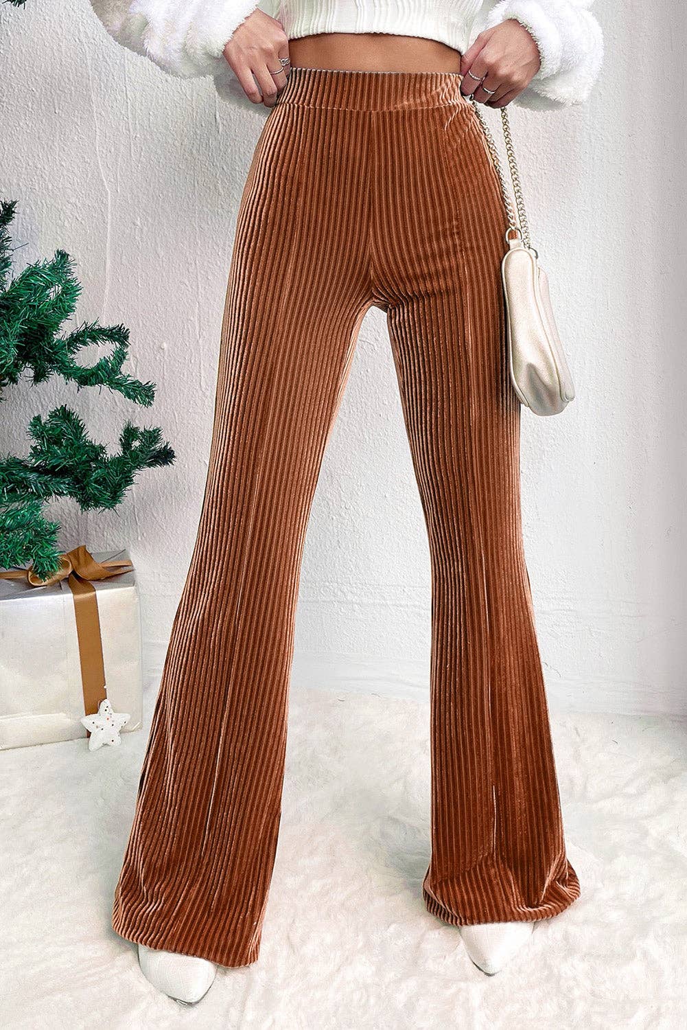 Corduroy/Velvet High Waist Flare Pants