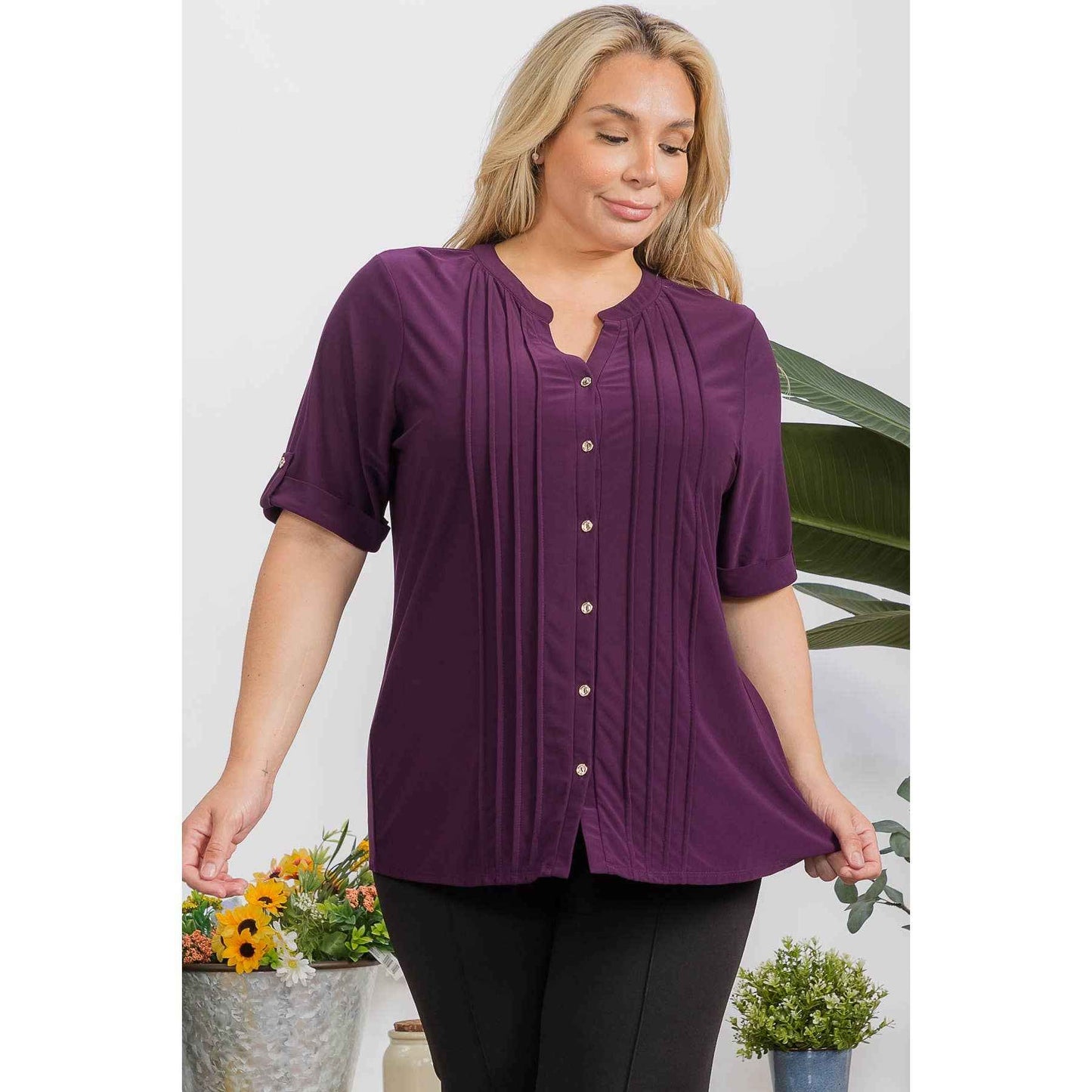 Perseption - PLUS FULL PLACKET PLEAT SHIRT