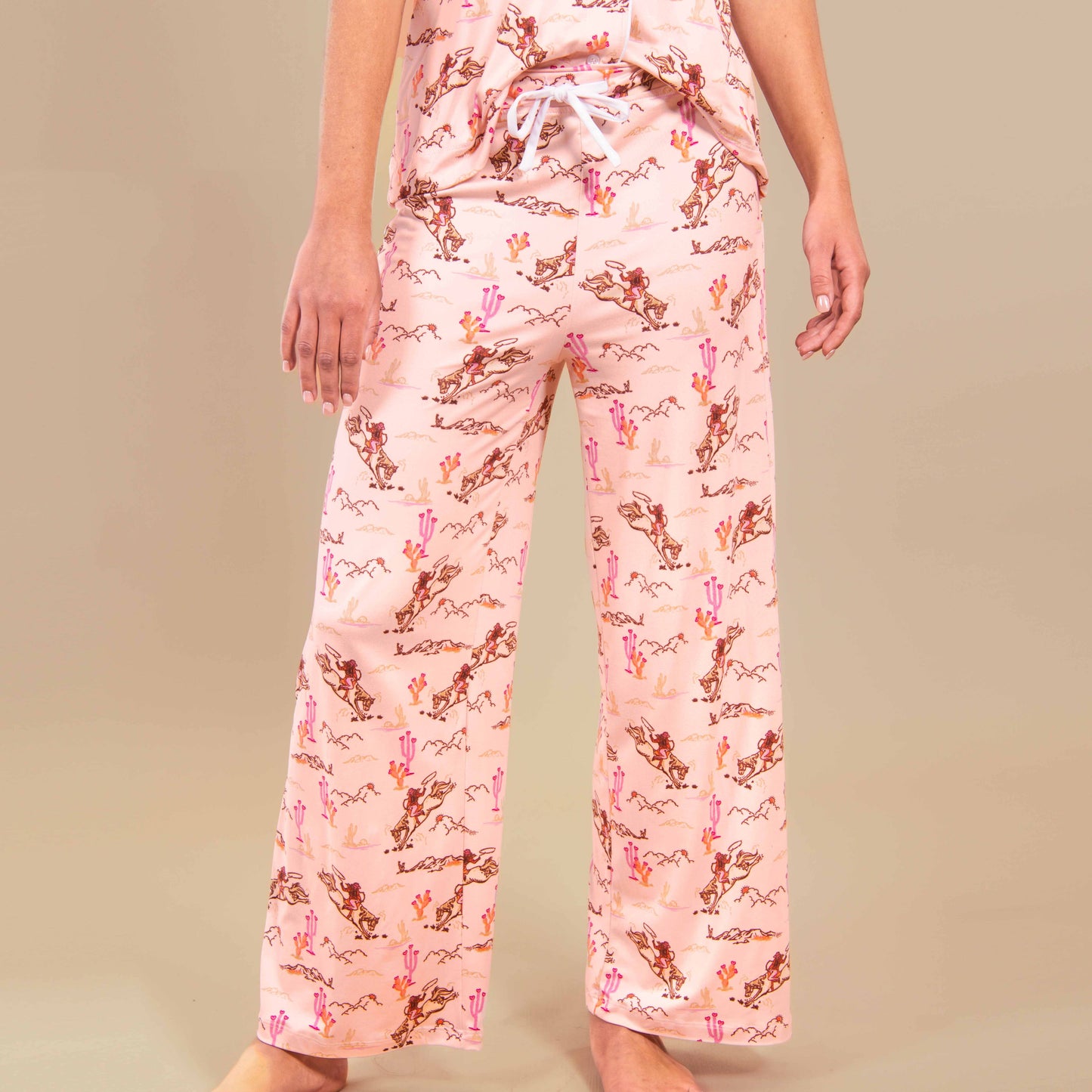 Retro Pink Western PJ Bottoms