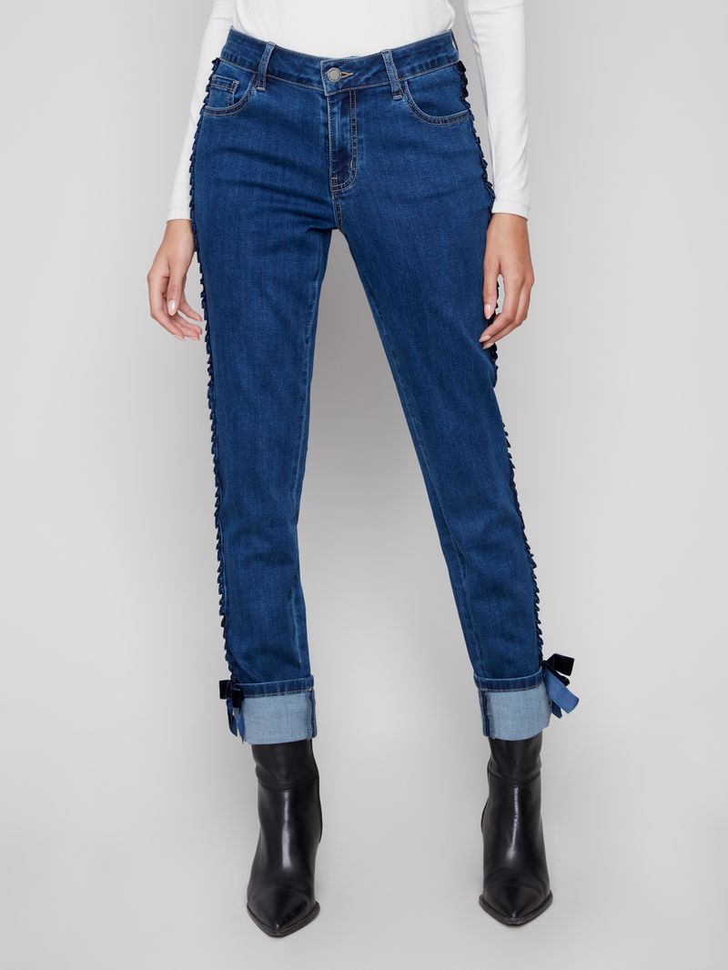 Slim Leg Ribbon Jeans